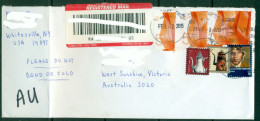 USA 2015 $5 Waves High Value On Registered Cover To Australia (folded) - Brieven En Documenten