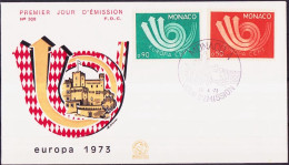 Europa CEPT 1973 Monaco FDC1 Y&T N°917 à 918 - Michel N°1073 à 1074 - 1973