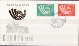 Europa CEPT 1973 Monaco FDC6 Y&T N°917 à 918 - Michel N°1073 à 1074 - 1973