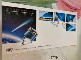 Hong Kong Stamp FDC 1986 Halley Comet Space Landscape - Asien