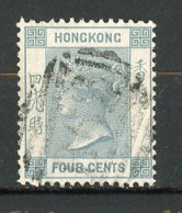 H-K  Yv. N° 9 ; SG N° 9 Fil CC  (o)  4c Gris Victoria  Cote  7  Euro BE   2 Scans - Used Stamps