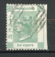 H-K  Yv. N° 15 ; SG N° 14  Fil CC  (o)  24c Vert Victoria  Cote  11 Euro BE R  2 Scans - Used Stamps