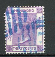 H-K  Yv. N° 17 ; SG N° 16 Fil CC  (o)  30c Violet Victoria  Cote  8 Euro BE R 2 Scans - Used Stamps