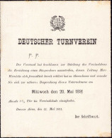 603117 | Deutsche Auswanderer, Einladung Zur Gründung Eines Sängerchors, Deutscher Turnverein Buenos Aires  | - Covers & Documents