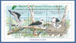 CHRISTMAS ISLAND 1990  BIRD  ABBOTT'S BOOBY  OPT. BIRDPEX STAMP EXPO.  M.S.  SG MS 315  U.M. - Christmas Island