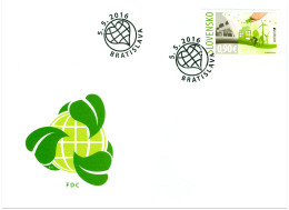 FDC 611 Slovakia EUROPA 2016 Environment Pollution Bike Tree Wind Power Plant - 2016