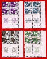  YVERT N° 186 à 189 PREOBLITERES 4 COIN DATES 1985 - SCAN RECTO-VERSO = SANSURPRISE - Préoblitérés