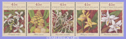 CHRISTMAS ISLAND 1994  ORCHIDS  STRIP OF 5  SG 392-396  U.M. - Christmas Island