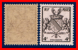  YVERT 735 N** - MNH - 1945 Libération De STRASBOURG - 4 Francs ARMOIRIES - SCAN RECTO-VERSO = SANSURPRISE - 1941-66 Stemmi E Stendardi