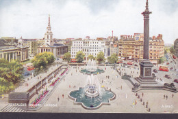 United Kingdom PPC Trafalgar Square, London Art Colour Valentine & Sons LONDON 1953 COPENHAGEN Denmark QEII. - Trafalgar Square