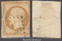 *RARE* 10c République Bistre-jaune Oblitéré PC à -30€  (Y&T N ° 9, Cote 850€) - 1852 Louis-Napoleon