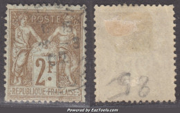 2Fr Sage Oblitéré TB (Y&T N° 105, Cote 55€) - 1898-1900 Sage (Type III)