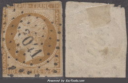 *RARE* 10c République Bistre-jaune Oblitéré PC à -25€  (Y&T N ° 9, Cote 850€) - 1852 Louis-Napoléon