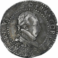 France, Henri III, 1/2 Franc Au Col Plat, 1587, Rouen, TB+, Argent, Gadoury:487 - 1574-1589 Enrique III