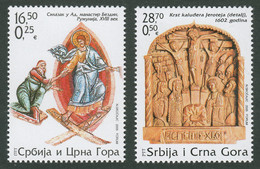 Yugoslavia 2005 Easter Celebrations Religion Christianity Frescos Romania Art Woodcut Ostern Pâques, Set MNH - Easter