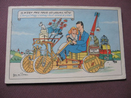 CPA ILLUSTRATEUR Jean De Preissac IL N'EST PAS TOUS LES JOURS FETE Dessin Couleur Humour Humoristique VOITURE EN BOIS - Preissac