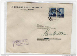 LETTERA ANNI '50 DA TURCHIA A GERMANIA (BERLINO) - LETTER (OF '50s) FROM TURKEY TO GERMANY-BERLIN - FDC