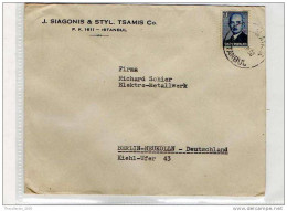 LETTERA ANNI '50 DA TURCHIA A GERMANIA (BERLINO) - LETTER (OF '50s) FROM TURKEY TO GERMANY-BERLIN - FDC