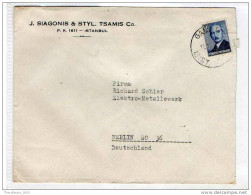 LETTERA ANNI '50 DA TURCHIA A GERMANIA (BERLINO) - LETTER (OF '50s) FROM TURKEY TO GERMANY-BERLIN - FDC