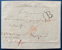 LETTRE 11 MARS 1791 Marque Ronde " B " BATTICE (Ht 8 Indice 13) Pour BOLZANO + Frco FFurt & Main + Echantillon De Drap - 1714-1794 (Oesterreichische Niederlande)