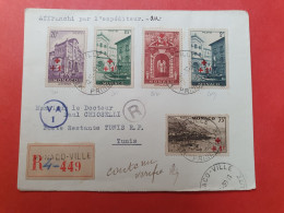 Monaco - Affranchissement Croix Rouge Sur Enveloppe En Recommandé Pour Tunis En 1940 Avec Cachet De Contrôle - D 4 - Storia Postale