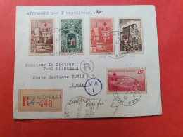 Monaco - Affranchissement Croix Rouge Sur Enveloppe En Recommandé Pour Tunis En 1940 Avec Cachet De Contrôle - D 5 - Cartas & Documentos