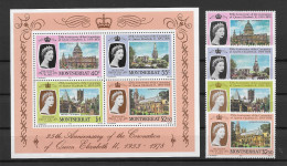 Montserrat 1978 25 Jahre Krönung Queen Elizabeth II Mi.Nr. 385/88 Kpl. Satz + Block 16 ** - Montserrat