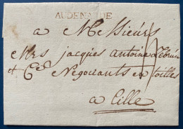 LETTRE 22 JUIL 1773 Marque Brune " AUDENARDE " (Ht 12 Indice 17) Pour LILLE + Taxe Manuscrite 4 TTB - 1714-1794 (Pays-Bas Autrichiens)