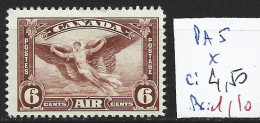 CANADA PA 5 * Côte 4.50 € - Poste Aérienne