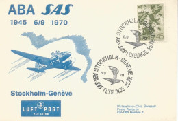 SUECIA CC PRIMER VUELO SAS STOCKHOLM GENEVE 1970 MAT AEROPORT GENEVE - Briefe U. Dokumente