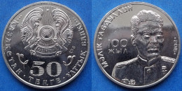 KAZAKHSTAN - 50 Tenge 2015 "100th Anniversary - Malik Gabullin" KM# 316 Independent Republic (1991) - Edelweiss Coins - Kazajstán