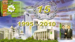 Turkmenistan 2010, 15th Anniversary Of The Neutrality Of Turkmenistan, Block Of 2v - Turkménistan