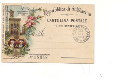 4802) SAN MARINO INTERO POSTALE Annullo FDC 30 Settembre 1894 NUOVO - Postwaardestukken