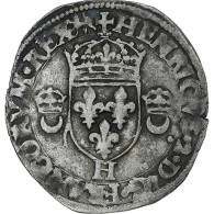 France, Henri II, Douzain Aux Croissants, 1550, La Rochelle, TB+, Billon - 1547-1559 Hendrik II