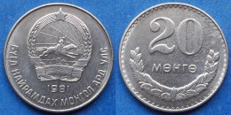 MONGOLIA - 20 Mongo 1981 KM# 32 Peoples Republic (1924-1992) - Edelweiss Coins - Mongolië