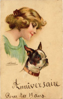 PC ARTIST SIGNED, S. MEUNIER, LES CHIENS DE CES DAMES, Vintage Postcard (b51189) - Meunier, S.