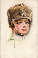 PC ARTIST SIGNED, USABAL, GLAMOUR LADY IN A FUR HAT, Vintage Postcard (b51205) - Usabal