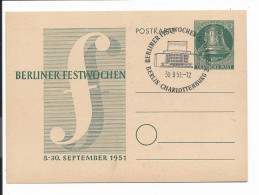 Berlin P 26 - 10 Pf Glocke Berliner Festwochen M. Passendem Blko Sonderstempel Charlottenburg  - Postkarten - Gebraucht