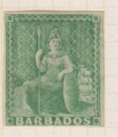 BARBADOS  - 1852-55 Britannia No Watermark  Imperf Paper Blued 1/2d Hinged As Scan - Barbados (...-1966)