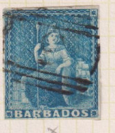 BARBADOS  - 1852-55 Britannia No Watermark  Imperf Paper Blued 1d Used As Scan - Barbados (...-1966)