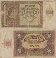 Croatia 1000 Kuna 1941 P-4a Banknote Europe Currency Croatie Kroatien #5322 - Croatia