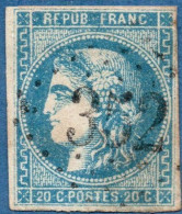 France 1870, 20c Type II Report II, Bordeaux Obliteré 352 - Baugy, Cancelled Petite Tache Mince, Small Thin Spot - 1870 Bordeaux Printing