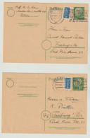BRD 2 Amtliche Ganzsachen-Postkarte Michel Nr P19 ZF WSt. "Heuss I Großer Kopf" 10(Pf) Grün, 2 Scans - Cartes Postales - Oblitérées