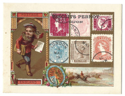 Chromo    Image  - Biscuits Pernot  Dijon  Et Geneve -  Timbres Et Costumes   -  Poste - England  - Royaume Uni - Pernot