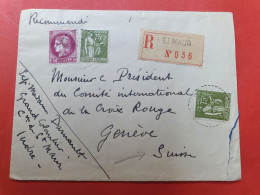 Enveloppe En Recommandé De St Maur Pour La Suisse ( Croix Rouge ) En 1940 - D 71 - 1921-1960: Période Moderne