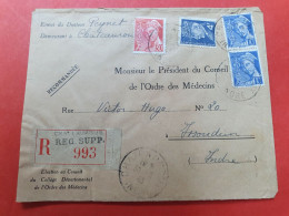 Enveloppe D'un Médecin De Châteauroux Pour Le Conseil De L'Ordre Des Médecins à Issoudun En Recommandé En 1943 - D 74 - 1921-1960: Période Moderne