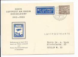 Berlin PP 7 C2/01 - 15 Pf Bauten Privatganzsache, 40 J. Erste Luftpost Am Rhein V. Düsseldorf Nach Berlin O.T. Gelaufen - Cartes Postales Privées - Oblitérées