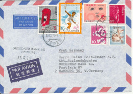 Japan Air Mail Cover Sent To Germany 20-12-1971 With Alot Of Stamps - Luchtpost
