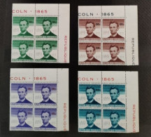 Rwanda - 92/95 - Blocs De 4 - Abraham Lincoln - 1965 - MNH - Unused Stamps