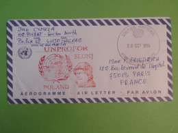 AW0 NATIONS UNIES  POLAND CROATIE  BELLE LETTRE AEROGRAMME  FM  1994 A PARIS  FRANCE +AFF. PLAISANT++ + - Abarten & Kuriositäten